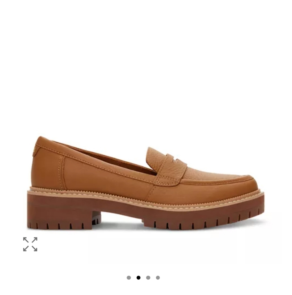Toms Tan Leather Penny Loafers - Picture 3 of 5